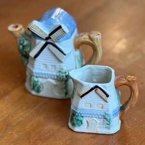 Vintage Japanese Windmill Teapot and Creamer